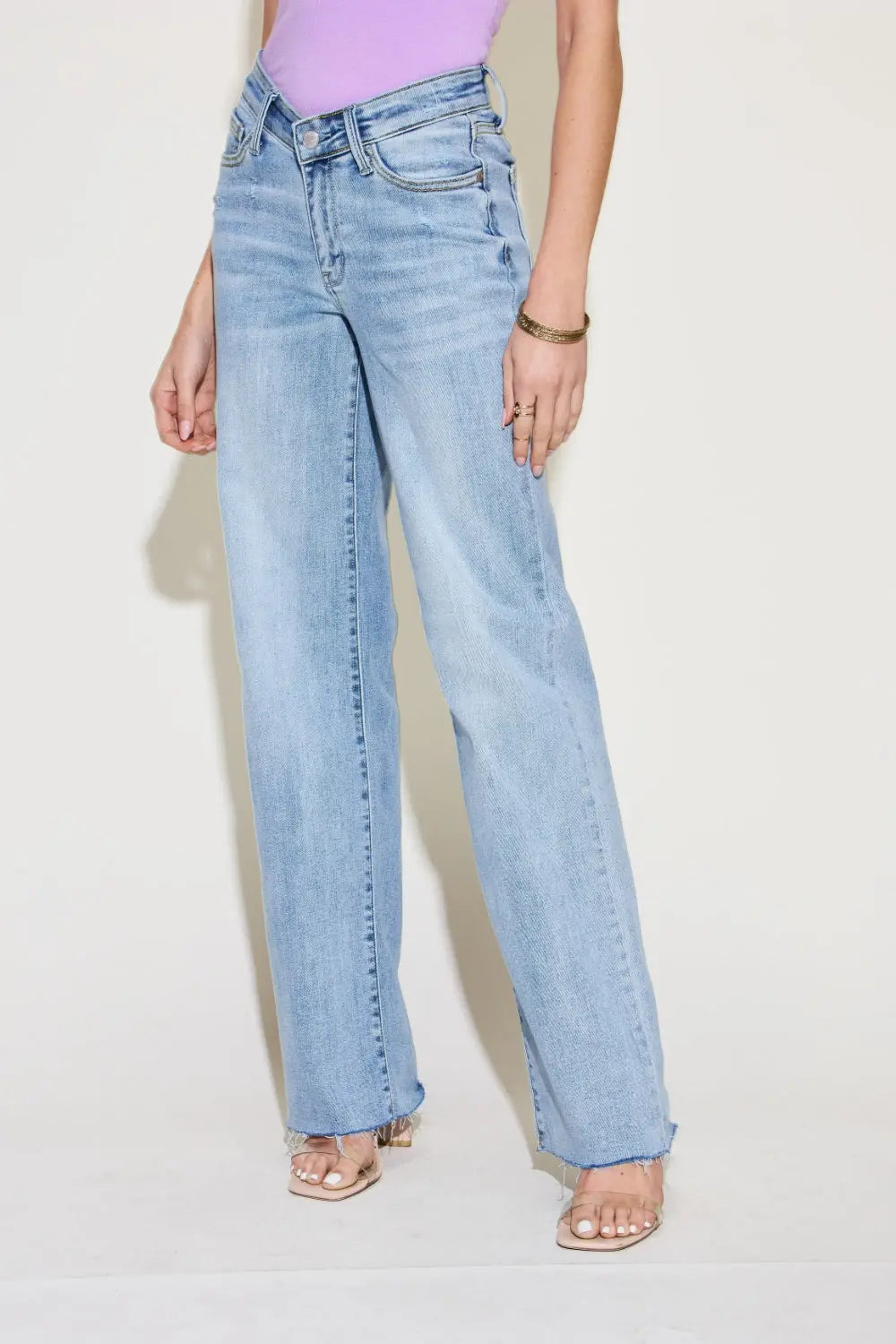 Judy Blue Full Size V Front Waistband Straight Jeans Trendsi