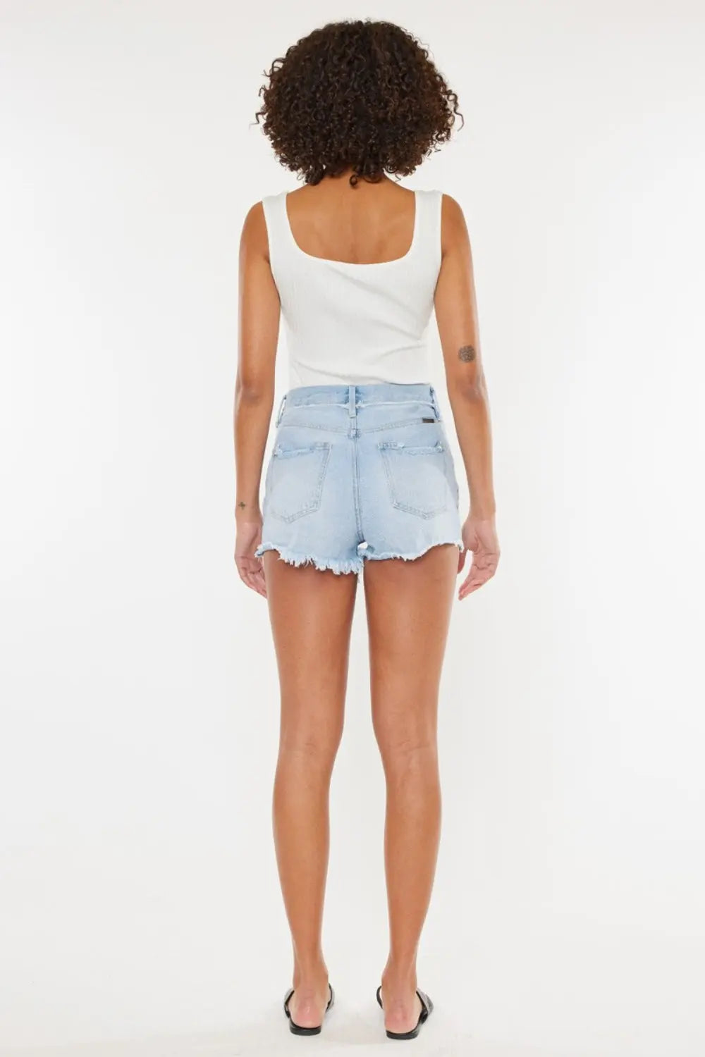 Kancan Distressed Button Fly Denim Shorts Trendsi