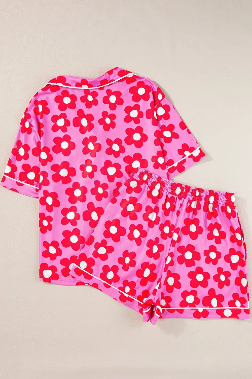 Pink Flower Print Short Sleeve Shirt Pajamas Set Milli & Molli’s