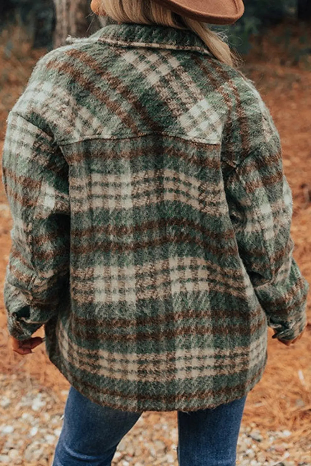 Plaid Button Up Long Sleeve Jacket Trendsi