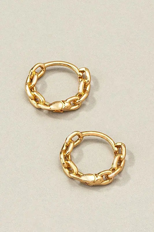 Premium brass chain shape huggie hoop earrings LA3accessories