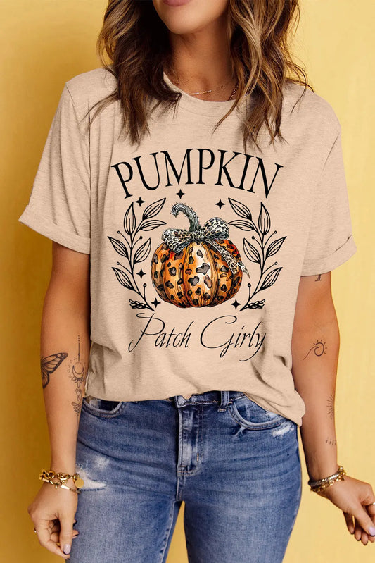 Pumpkin Graphic Round Neck Short Sleeve T-Shirt Trendsi