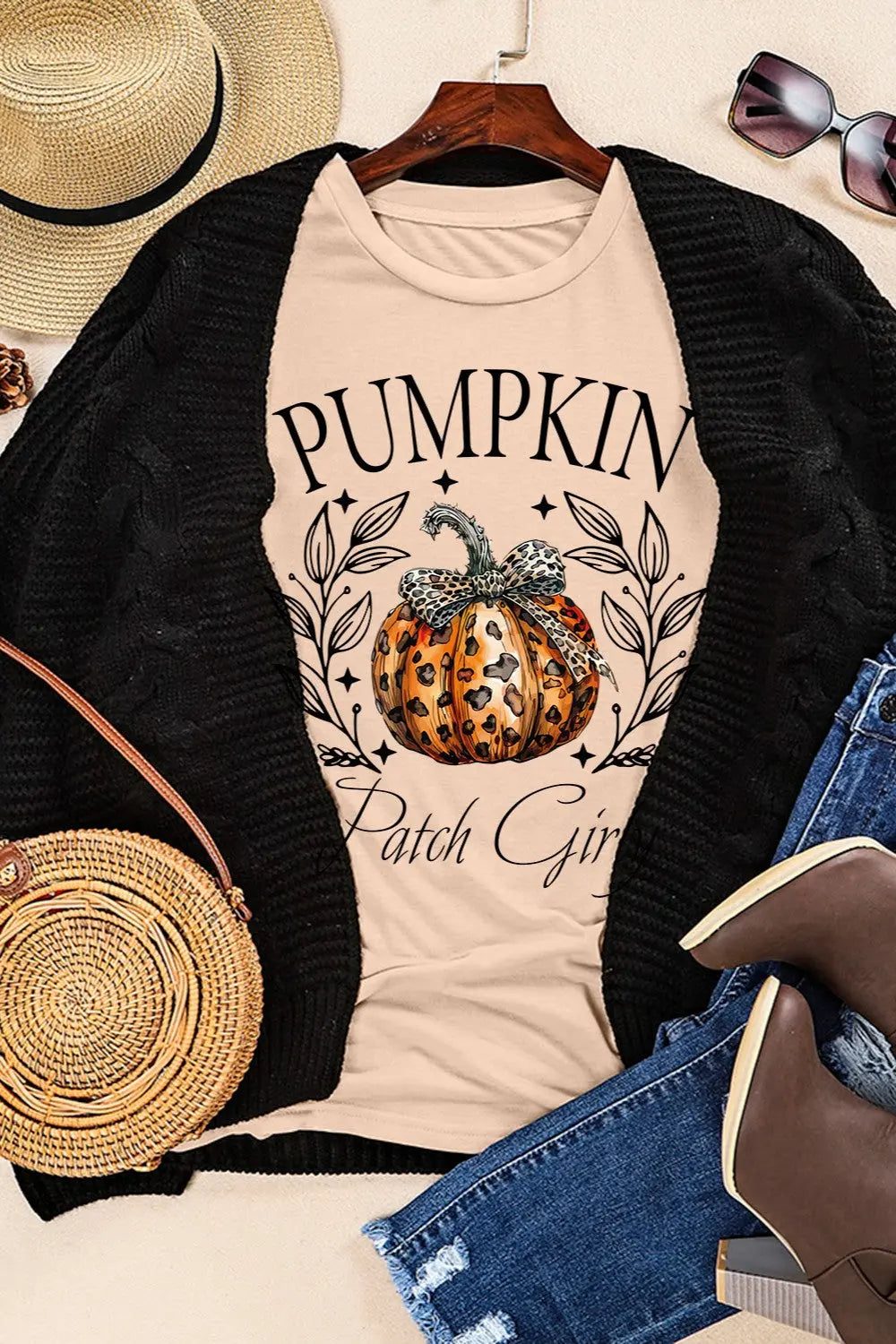 Pumpkin Graphic Round Neck Short Sleeve T-Shirt Trendsi