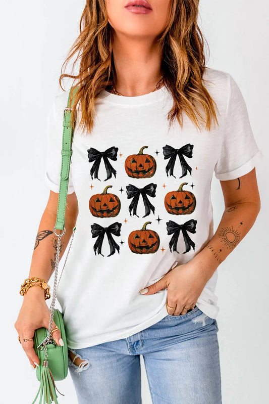 Pumpkin Round Neck Short Sleeve T-Shirt Trendsi