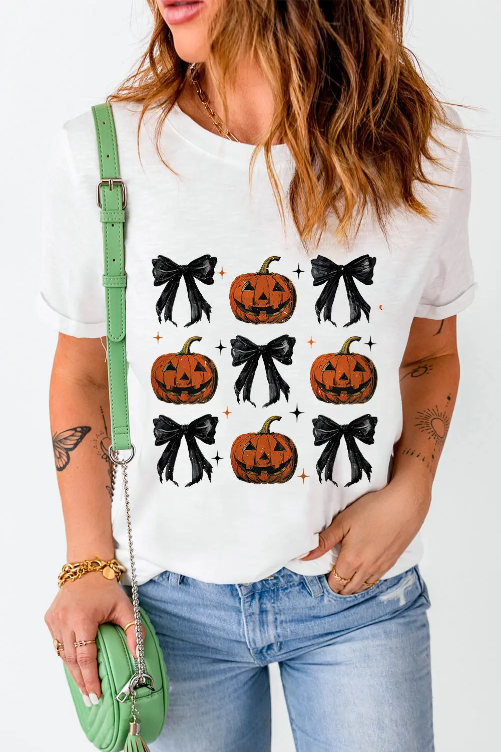 Pumpkin Round Neck Short Sleeve T-Shirt Trendsi