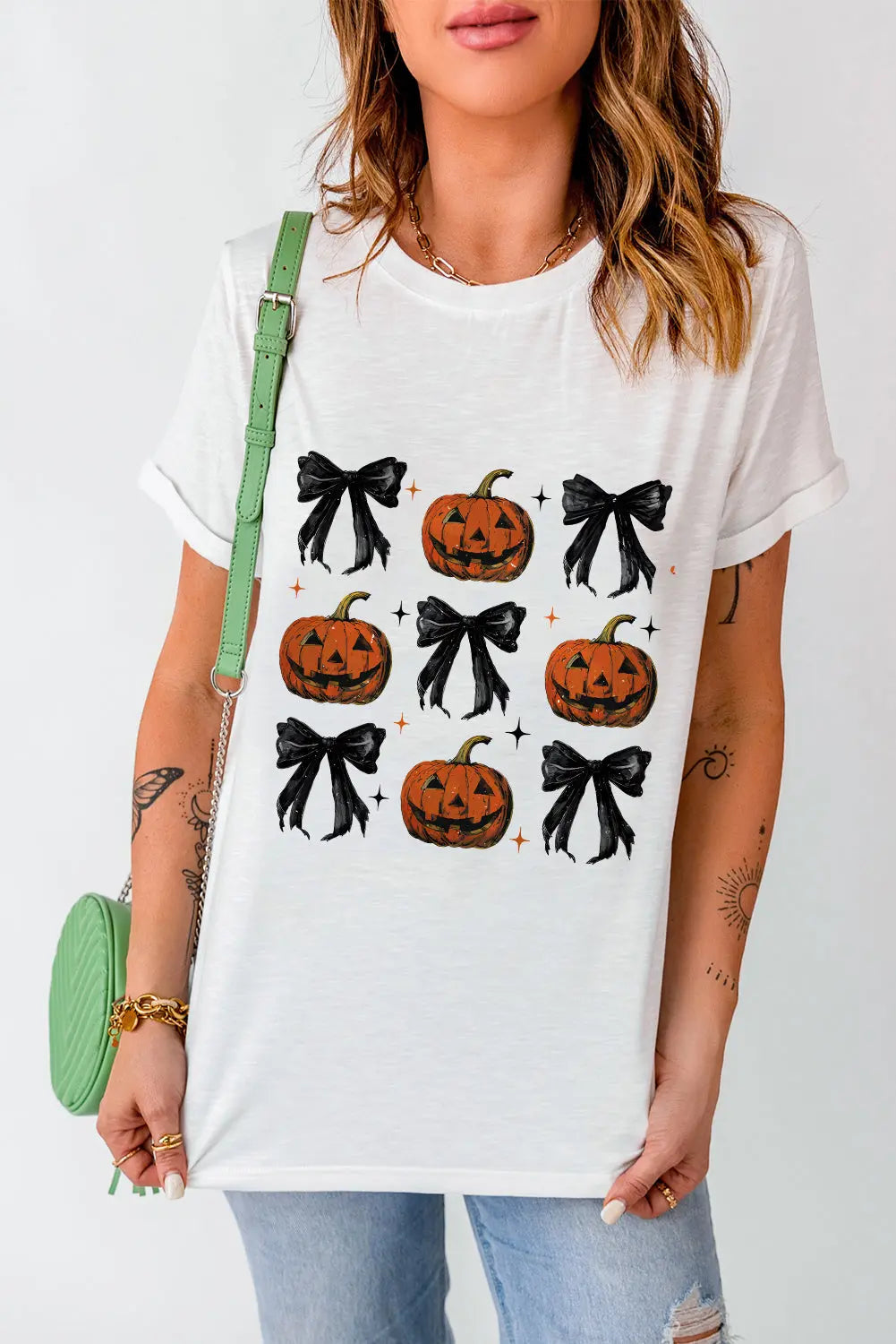 Pumpkin Round Neck Short Sleeve T-Shirt Trendsi