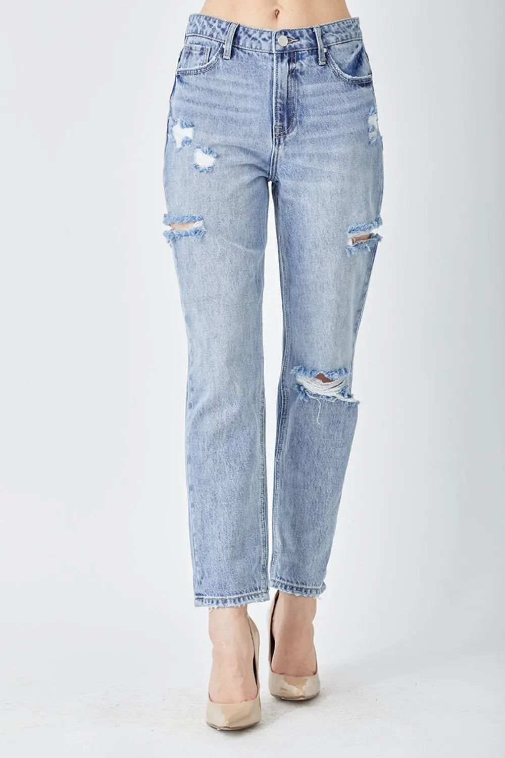 RISEN Distressed Slim Cropped Jeans Trendsi