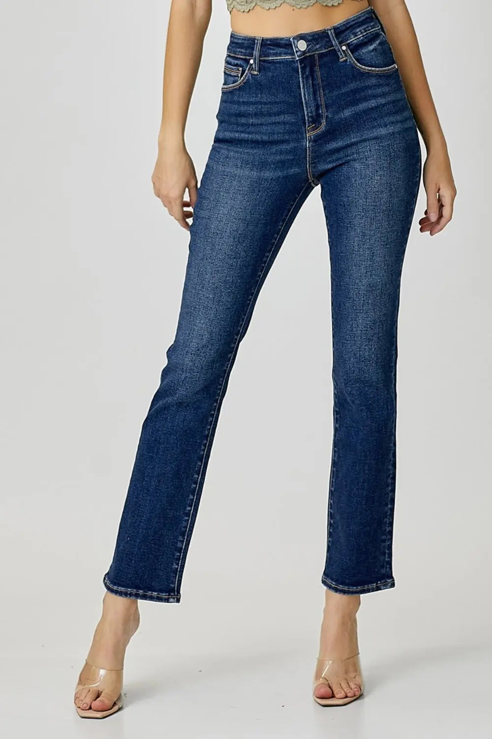 RISEN Full Size High Waist Straight Jeans Trendsi