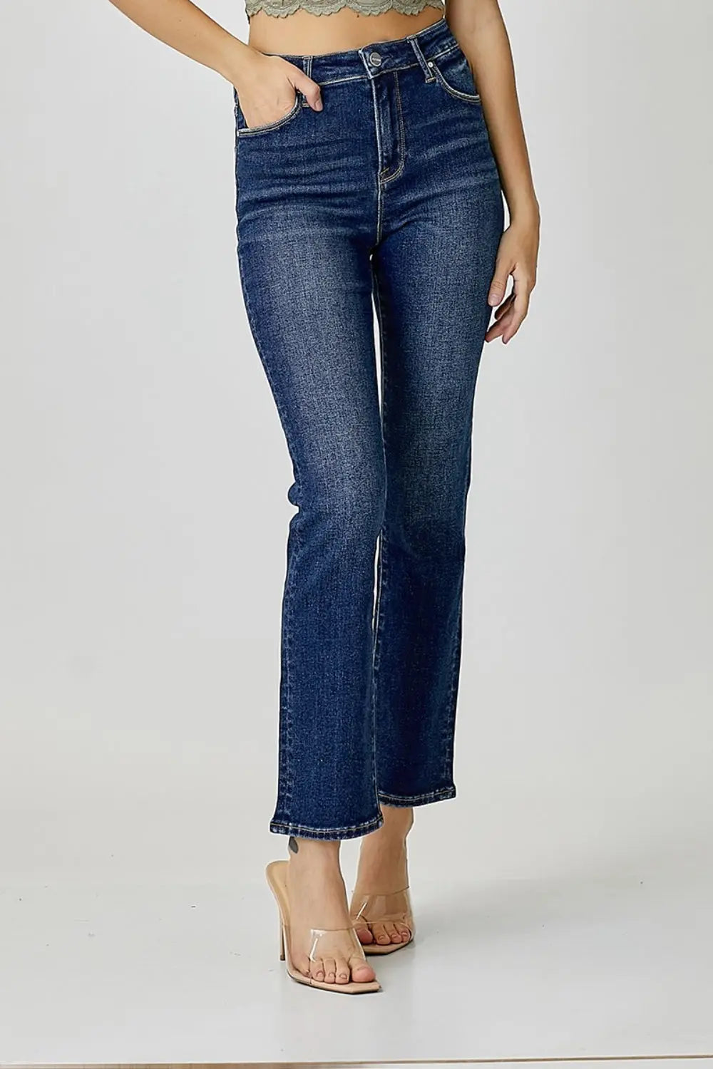 RISEN Full Size High Waist Straight Jeans Trendsi