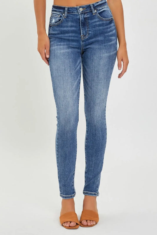 RISEN Full Size Mid Rise Ankle Skinny Jeans Trendsi