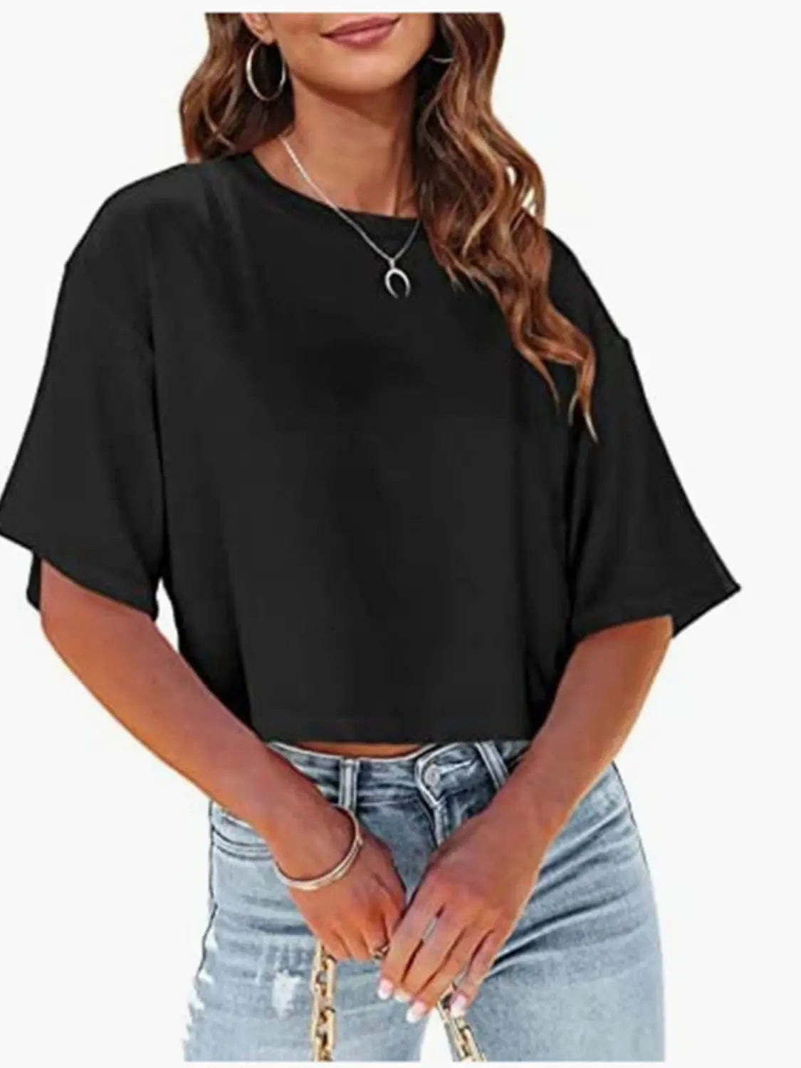 Round Neck Half Sleeve T-Shirt Trendsi