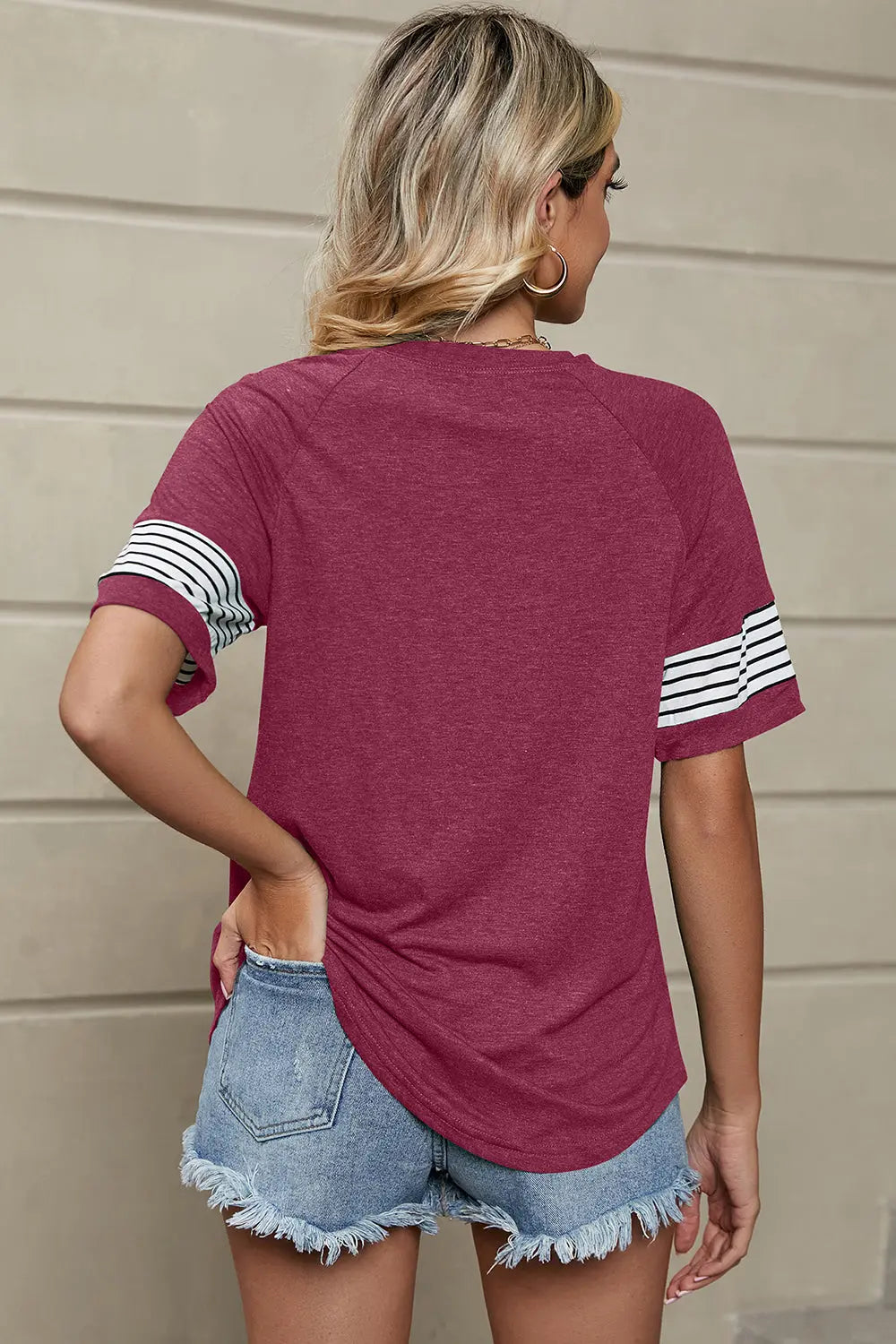 Striped Round Neck Short Sleeve T-Shirt Trendsi