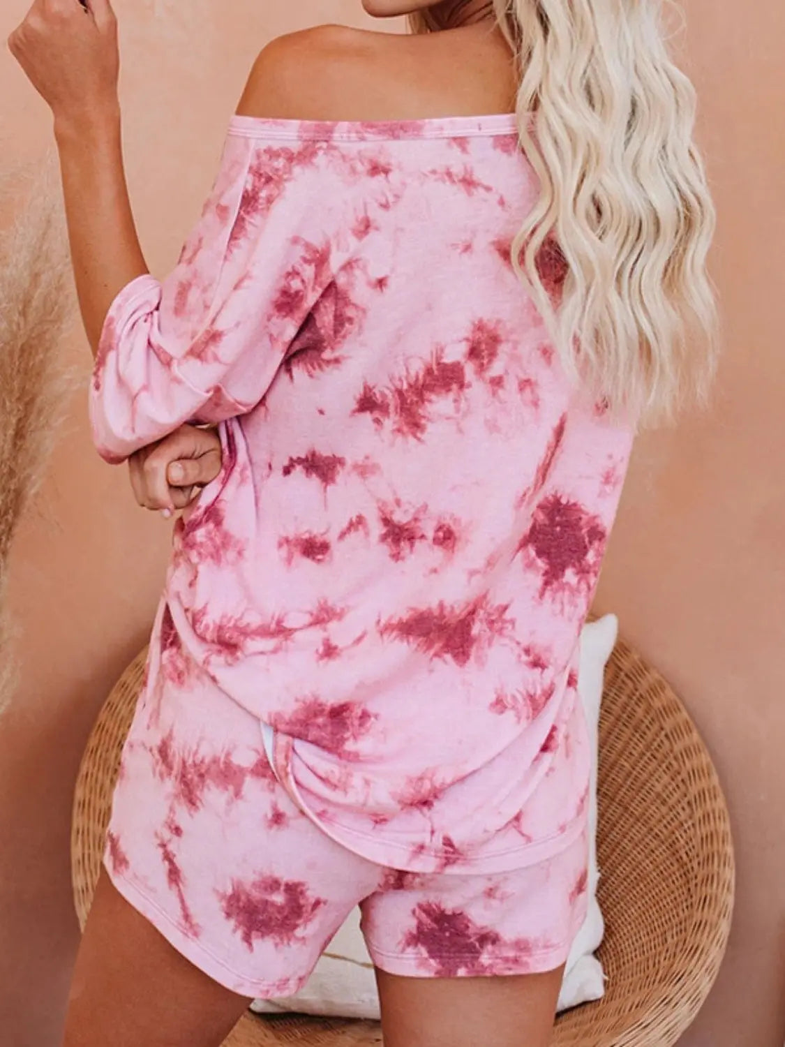 Tie-Dye Half Sleeve Top and Shorts Set Trendsi