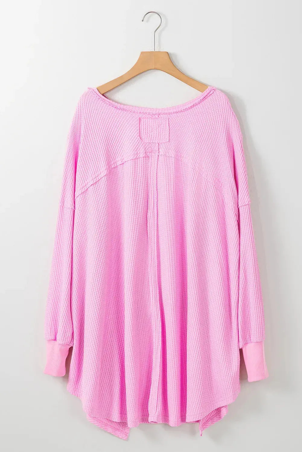 Waffle-Knit V-Neck Long Sleeve Blouse Trendsi