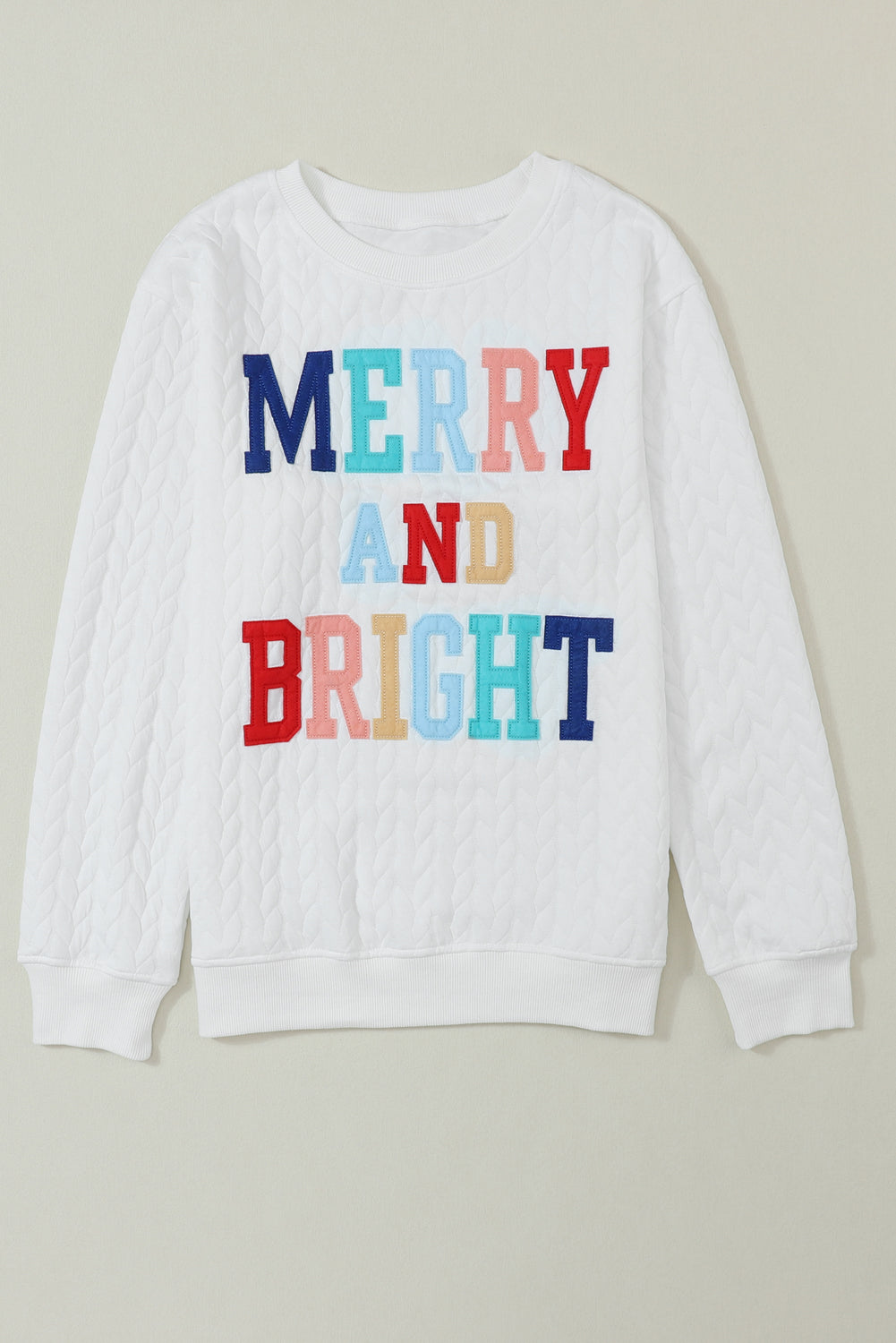 Bright White Merry And Bright Cable Knit Pullover Sweatshirt