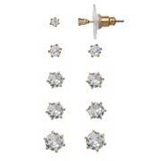 LC Lauren Conrad Gold Tone Cubic Zirconia Nickel Free Stud Earring Set