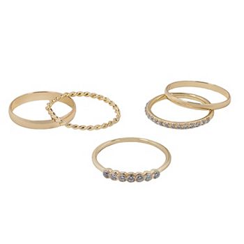 LC Lauren Conrad Gold Tone 5-Pair Ring Set